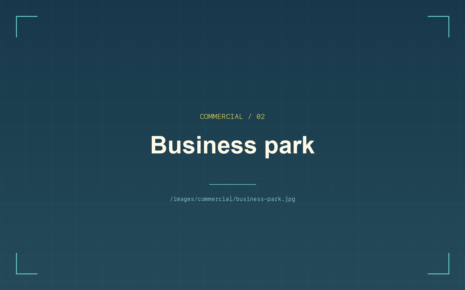 Placeholder graphic marking where the business park exterior photograph will be placed